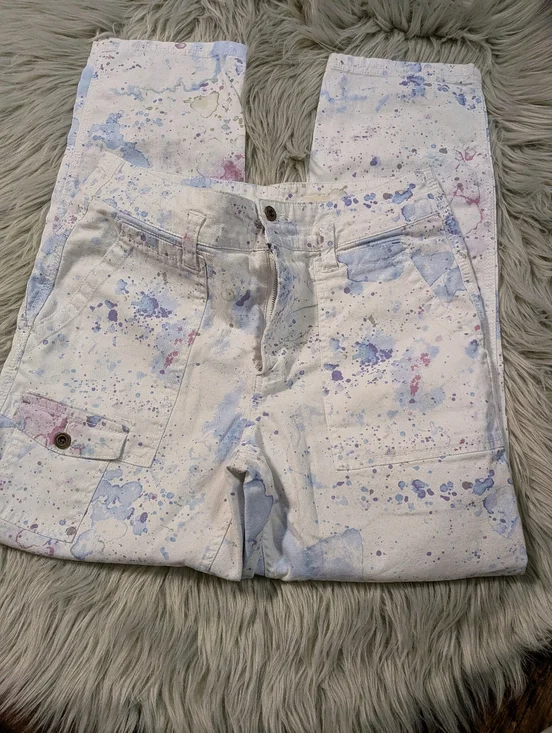 Anthropologie White Canvas Tote with Multicolor Paint Splatters - Picture 6 of 8